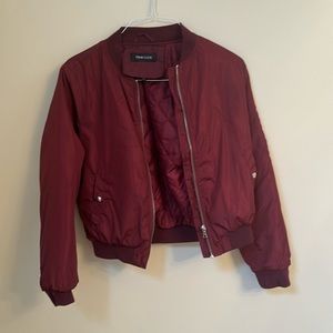 Wine Red Bomber Jacket